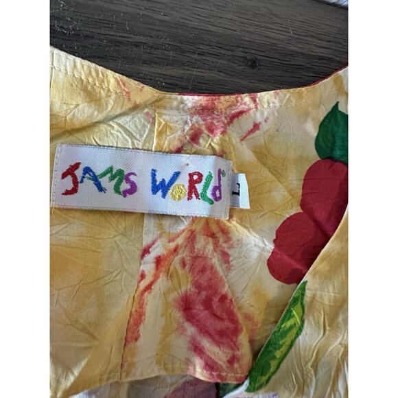 Jams World Floral Print Button Front Sleeveless Dress Strawbiscus Large Vintage - Picture 10 of 10